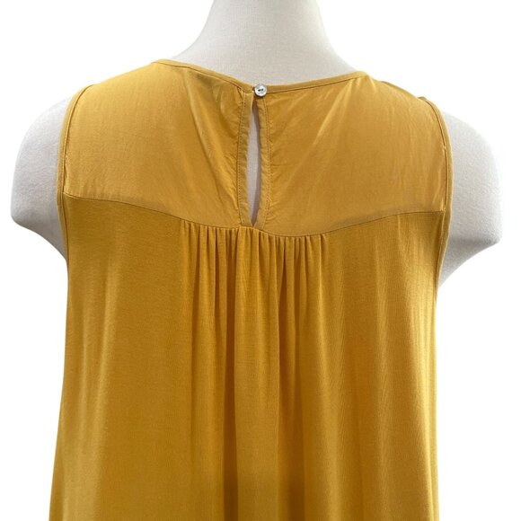 Ava Viv Yellow Tank Top 2X Boho Eyelet Embroidered Scallop Hem Flowy Festival - Picture 5 of 8